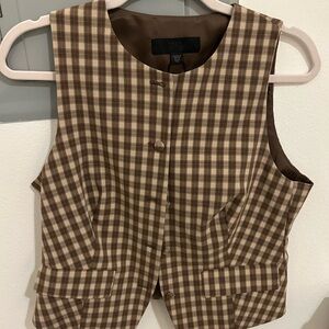 Zara Tan and Brown Plaid Vest